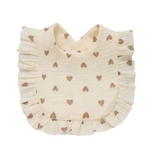 New ruffle baby girl bib with hearts design
